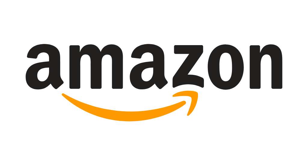 Amazon logo displayed prominently on a clean white background, symbolizing the brand's identity and online marketplace.