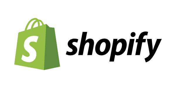 Shopify logo displayed prominently, representing the e-commerce platform known for its user-friendly interface and features.